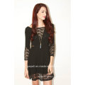 Mulheres Moda Ladies Hight cintura 3/4 Sleeve Sexy Lace Dress